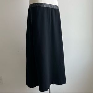 Linda Allard Ellen Tracy Thick Wool Midi Leather trim skirt sz 14